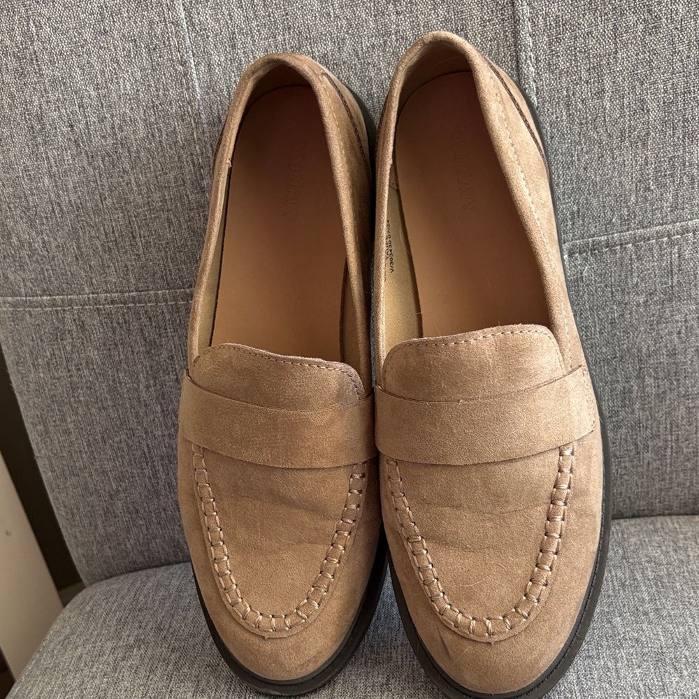 Old Navy Tan Suede Loafers - Women’s Slip-On Penny Loafer